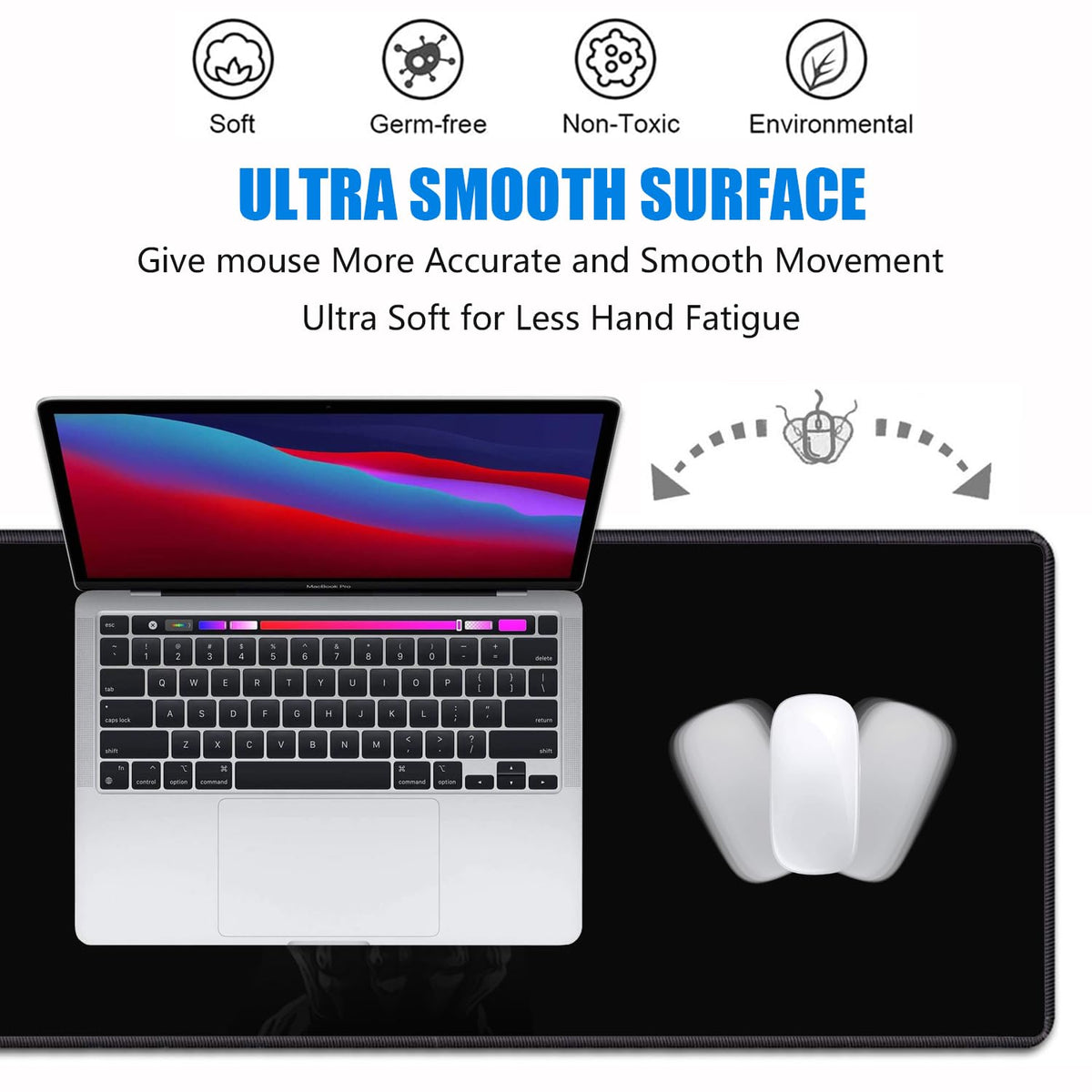 Desk Pad Mat Gaming Mouse Pads with Coasters, 31.5"x 11.8" XXL Large Computer Keyboard Mouse Mat