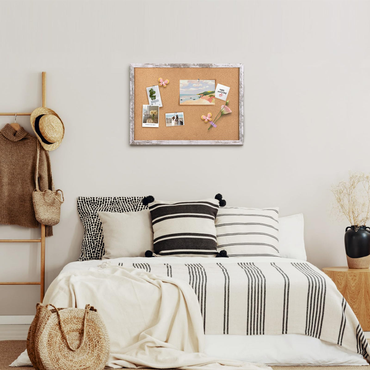 Aitakatta Cork Board Bulletin Board, 29.5x19.7 inches Decorative Hanging Framed Cork Boards for