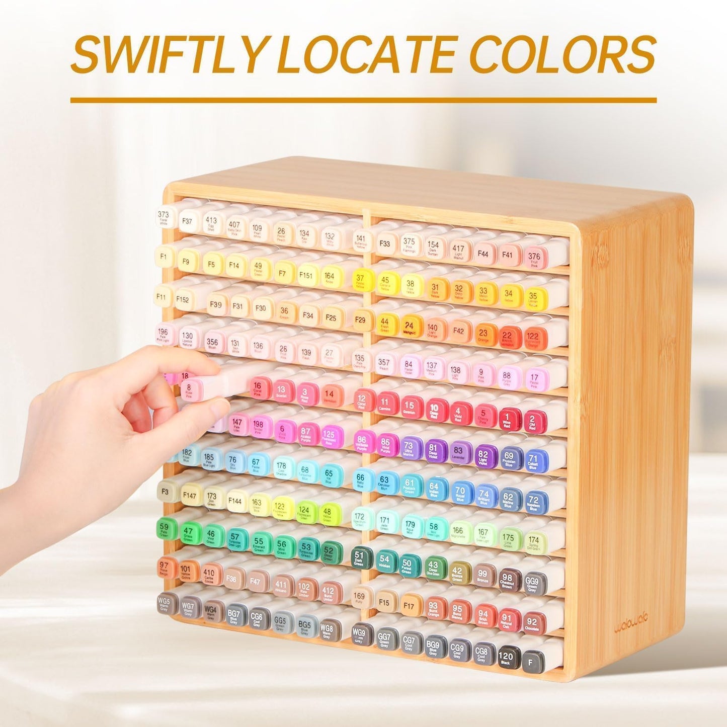 walowalo Markers Organizer Hold 176 Markers Birthday Gifts Bamboo Pen Holder Art Supply Pencil