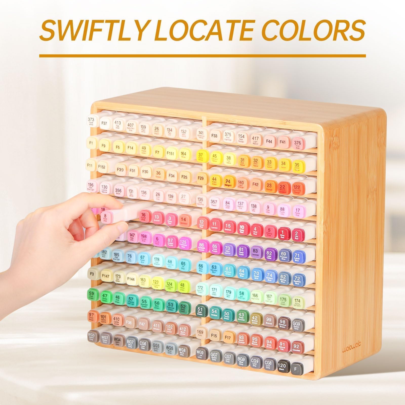 walowalo Markers Organizer Hold 176 Markers Birthday Gifts Bamboo Pen Holder Art Supply Pencil