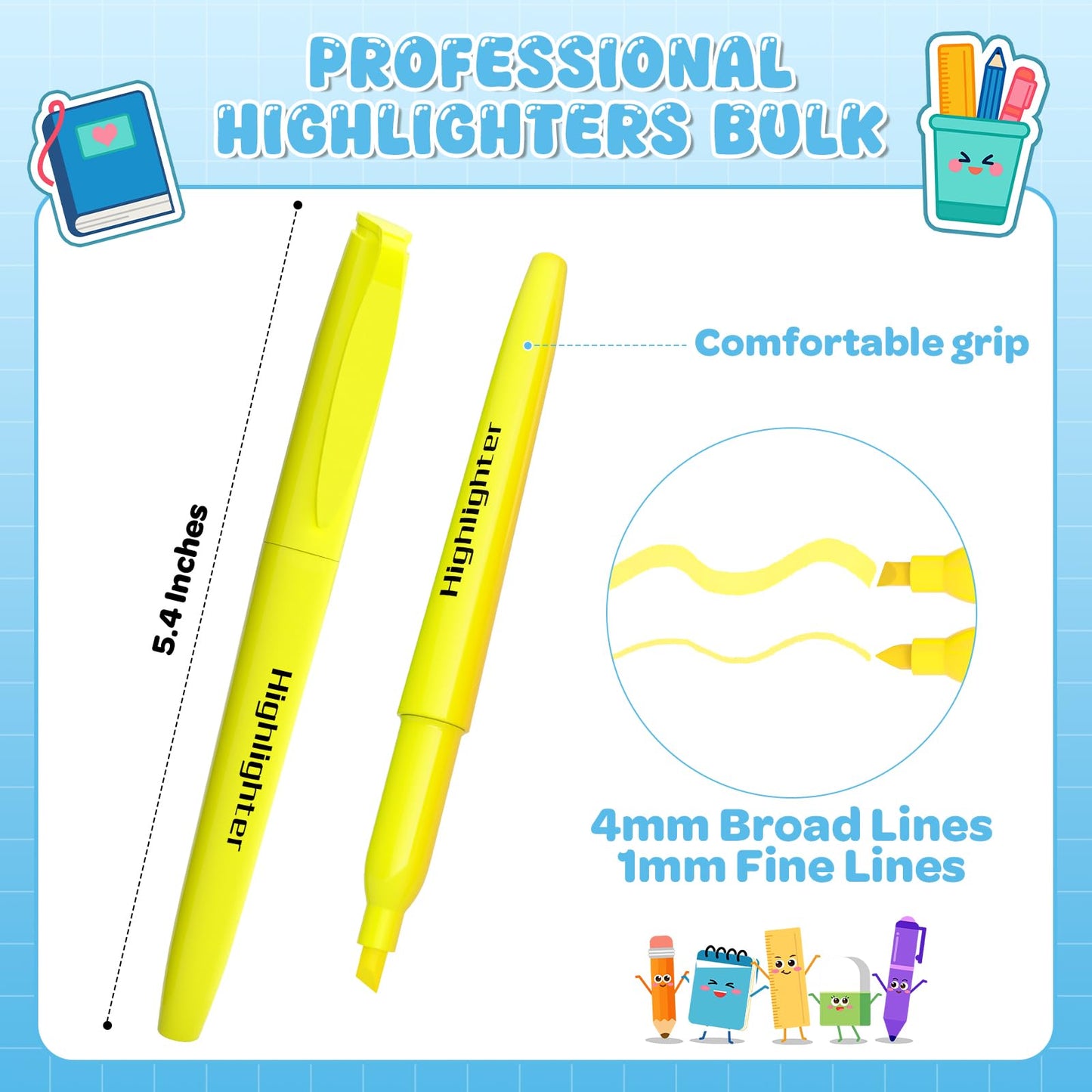 DUONIZAY 150 Count Highlighters Yellow Bulk - Dry-Quickly No Bleed Chisel Tip Highlighter, Markers