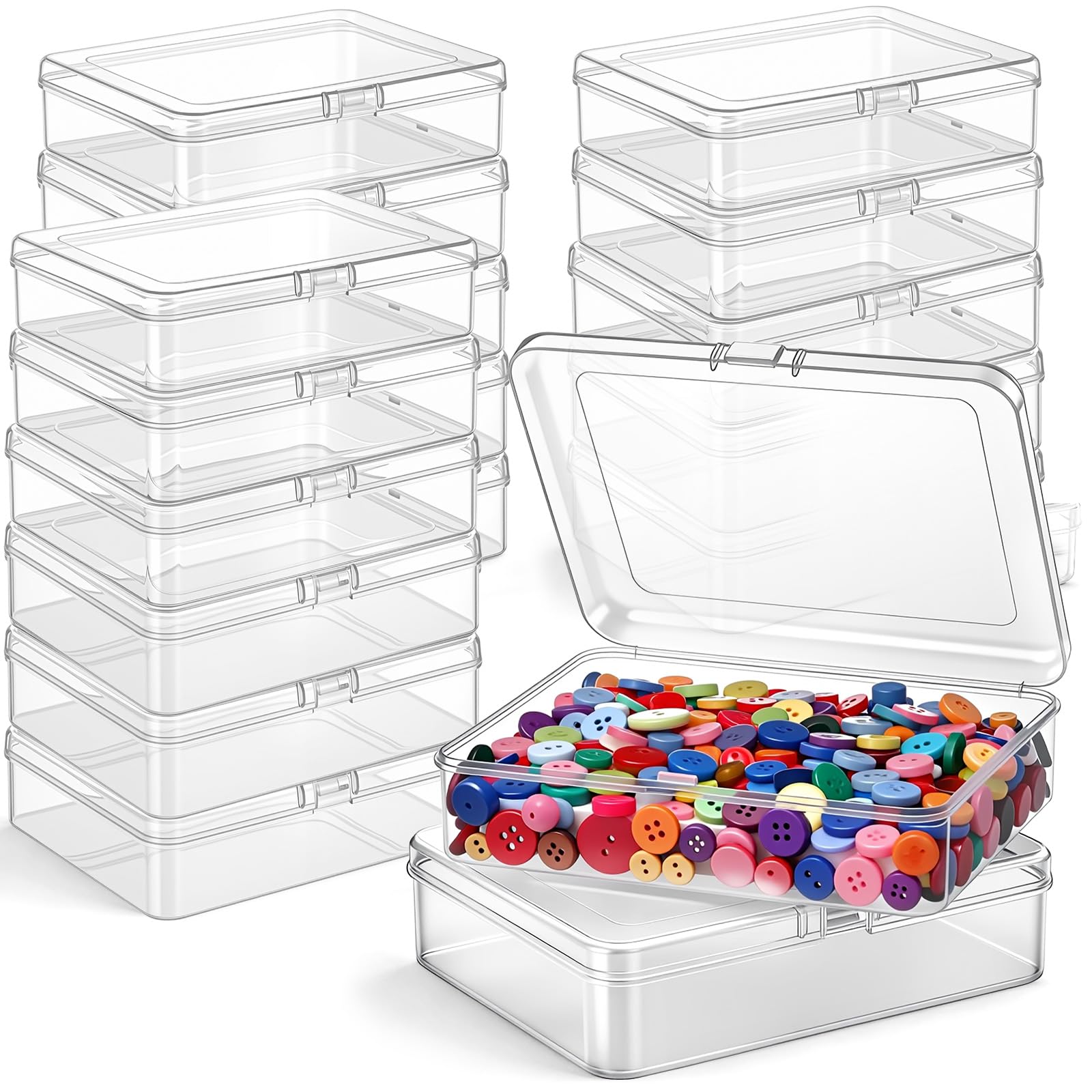 Jetec 18 Pieces Small Clear Plastic Storage Box, 5 x 4 x 1.3 Inch