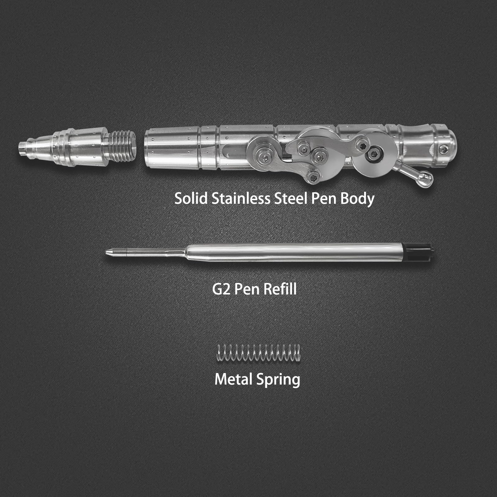 Dr. Metalleung Bolt Action Pen: Pocket EDC Retractable Ballpoint Pen, Refillable, Heavy Duty