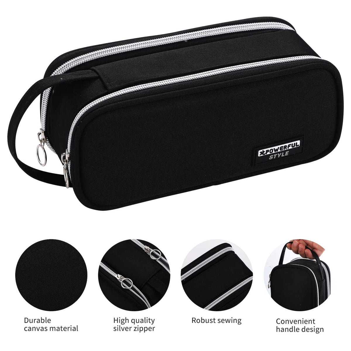 Dugio Large Pencil Case Organizer Big Pencil Pouch for Boys Kids Black