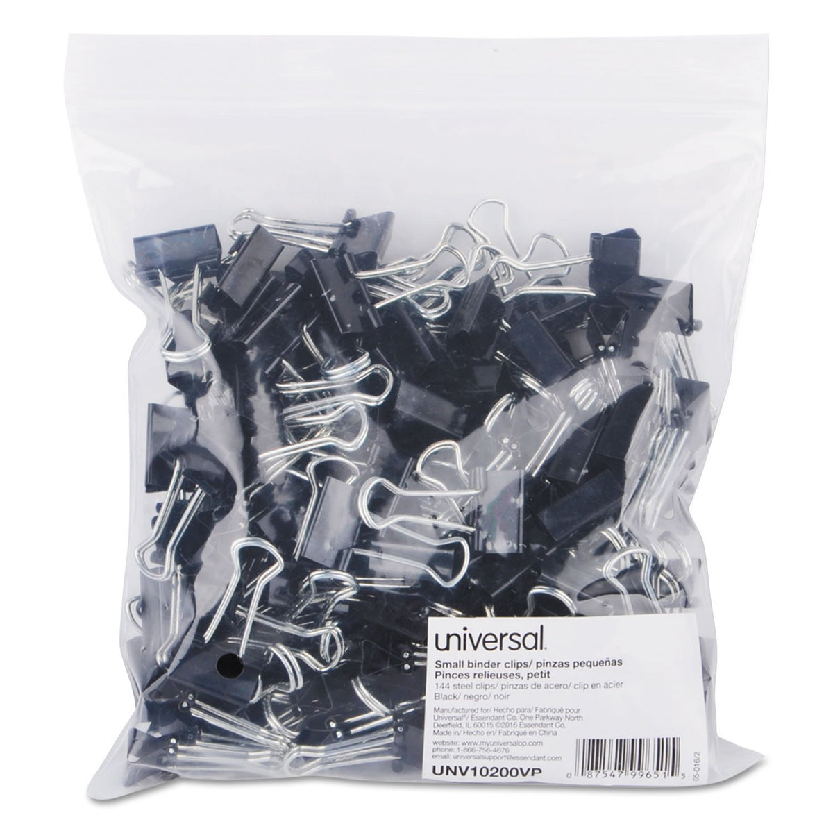Universal Small Binder Clips Black/Silver, 144 Each (10200VP)