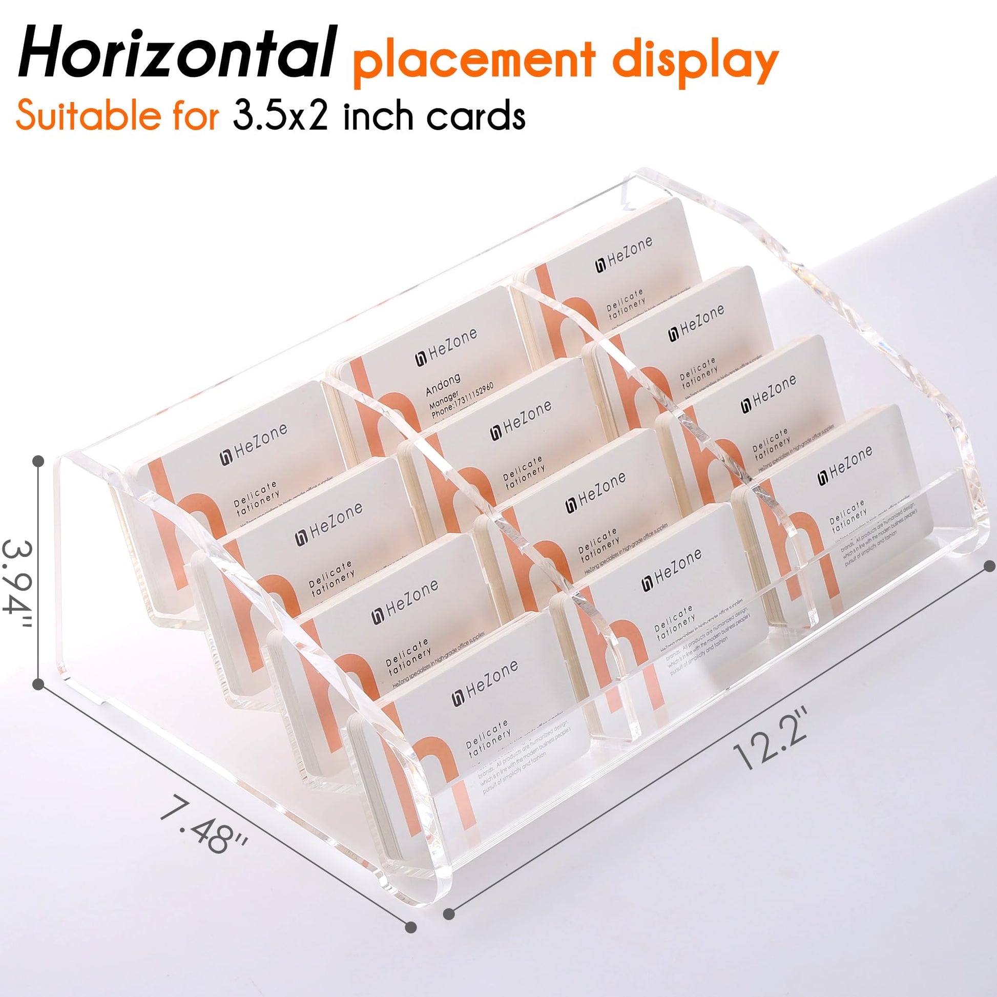 HeZone Business Card Holder Display for Desk Muitiple, Clear Acrylic Business card Stand Rack for