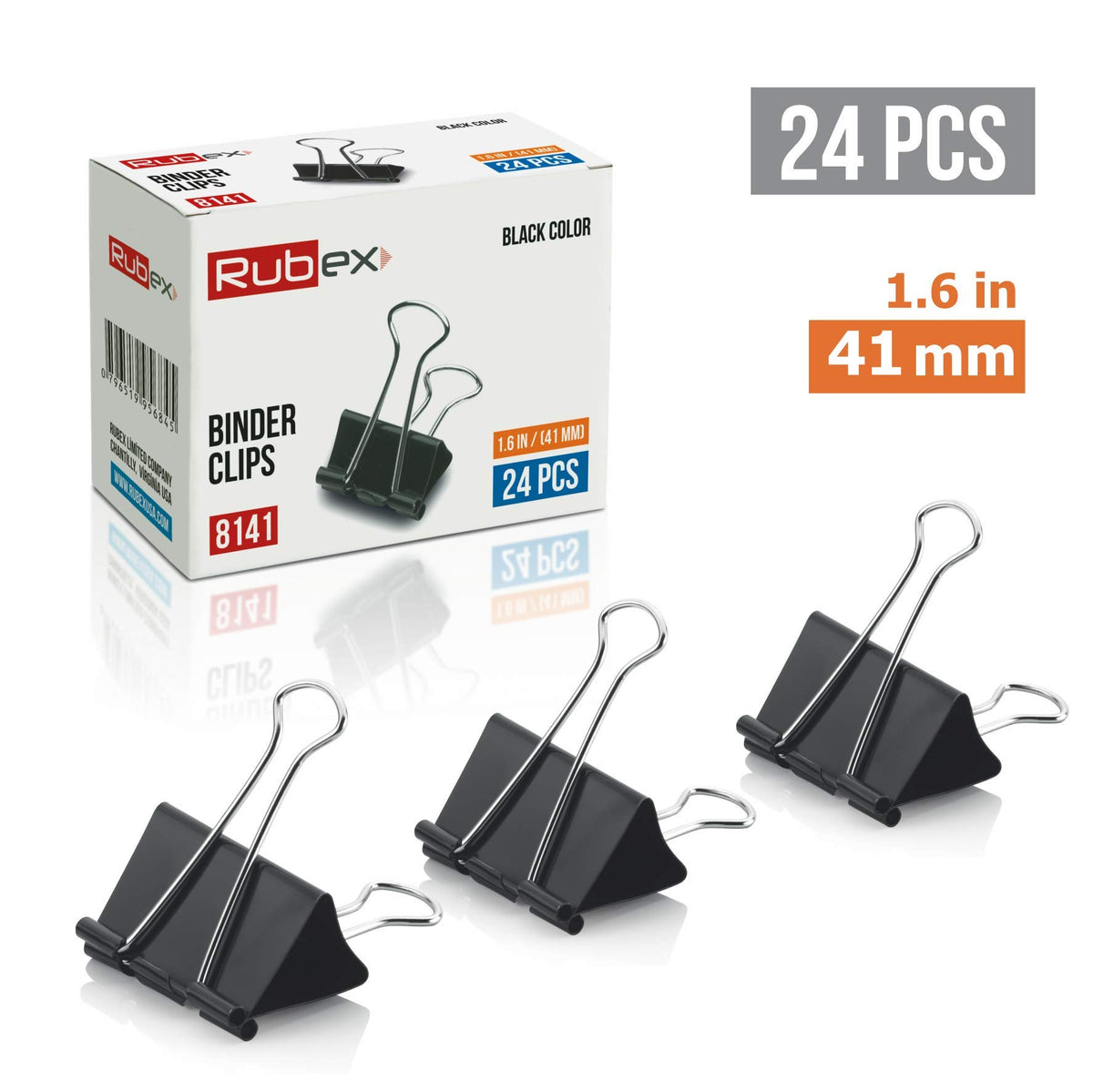 Rubex Binder Clips Black Large Binder Clips Jumbo Binder Clips 1.6 Inch Paper Binder Clips Big