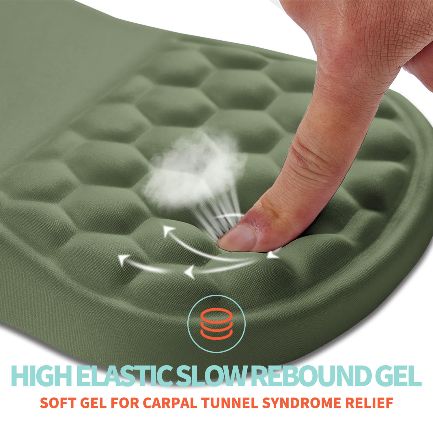 Kuosgm Ergonomic Mouse Pad Wrist Support with Memory Foam Massage Bulge, Carpal Tunnel Pain Relief