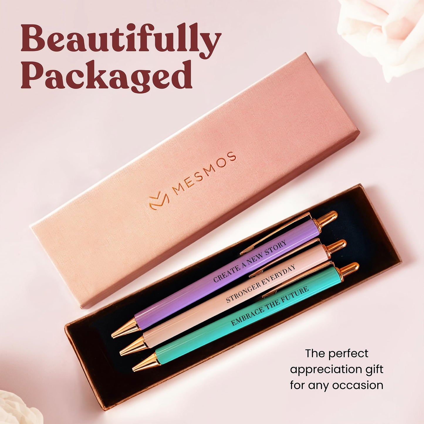 MESMOS New Beginnings Gifts for Women, 3pk Fancy Ballpoint Pen Set, Divorce Going Away Break Up
