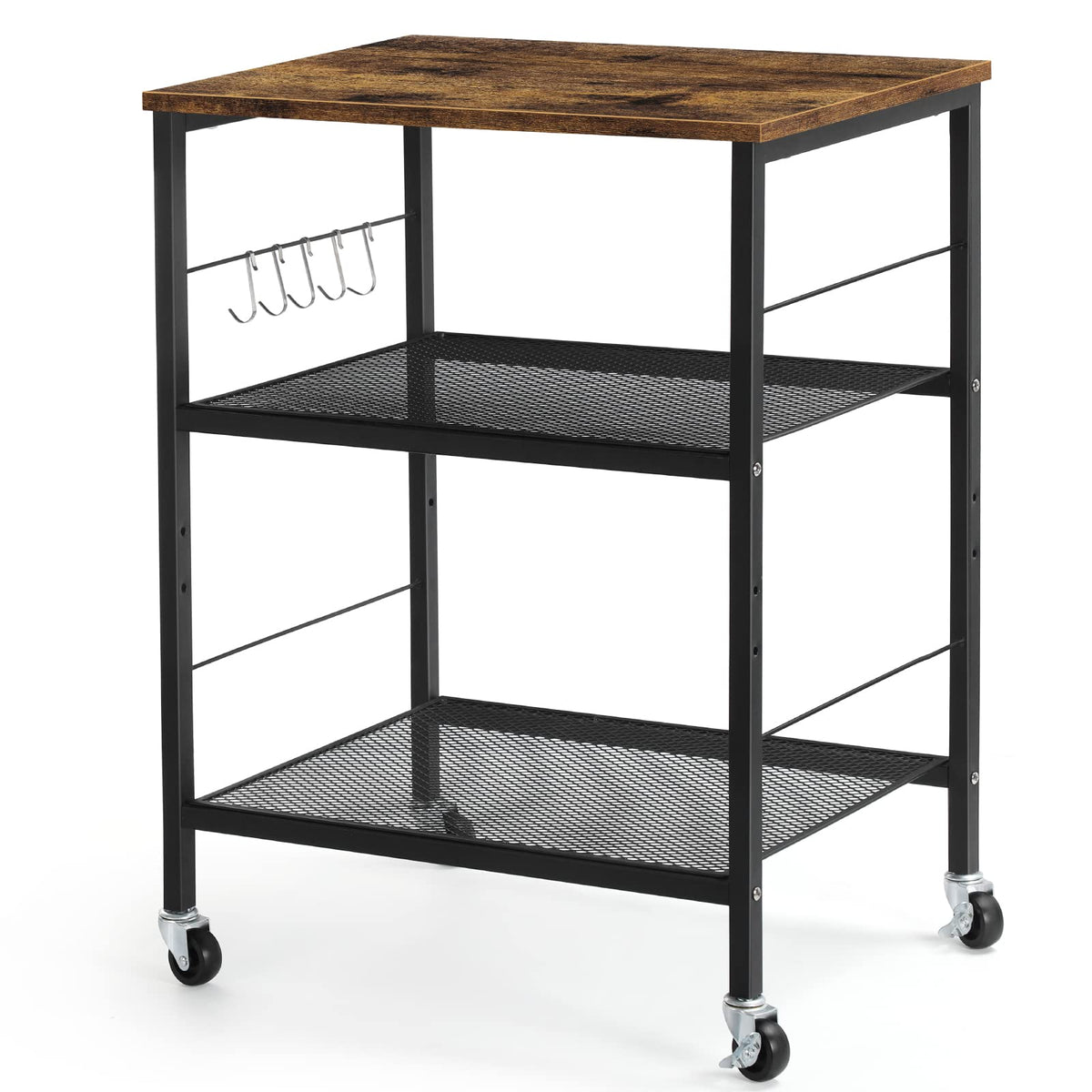 LIANTRAL Rolling Cart, 3-Tier Microwave Cart Kitchen Storage On Wheels