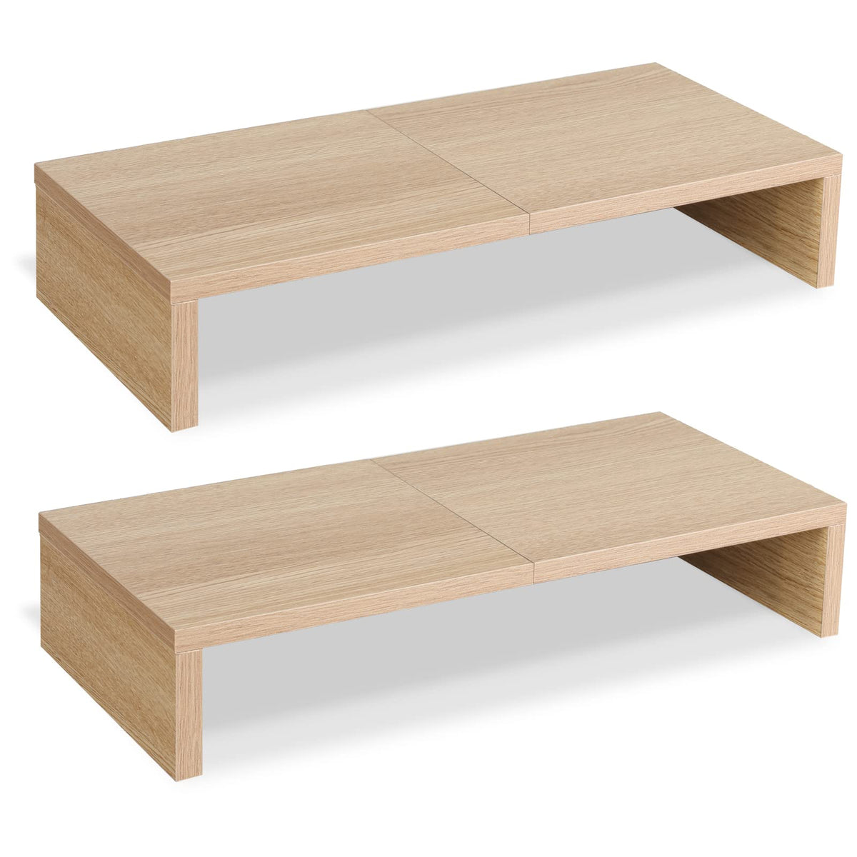 TEAMIX 2-Pack Monitor Stand Riser 20 inch, Wood Desk Computer Shelf, Maple