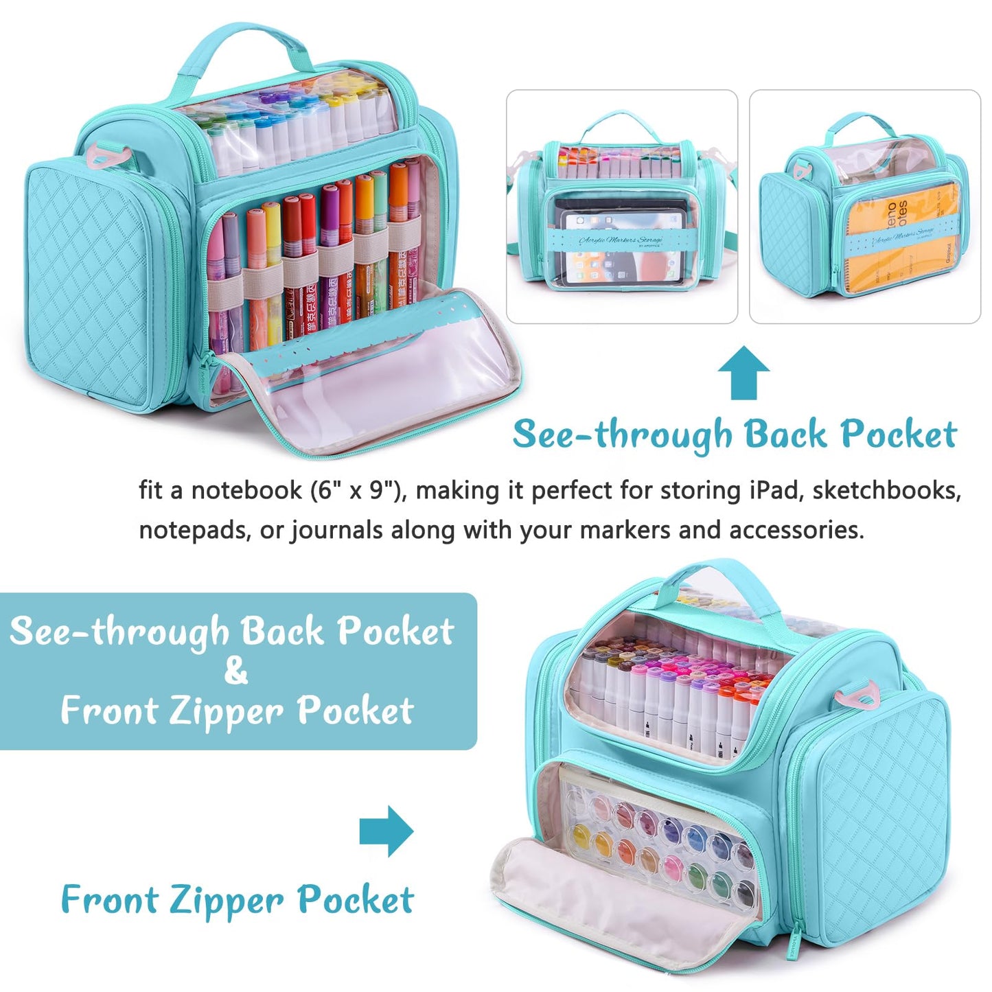 Large Marker Organizer Case for Up to 300 Markers, Marker Storage Bag