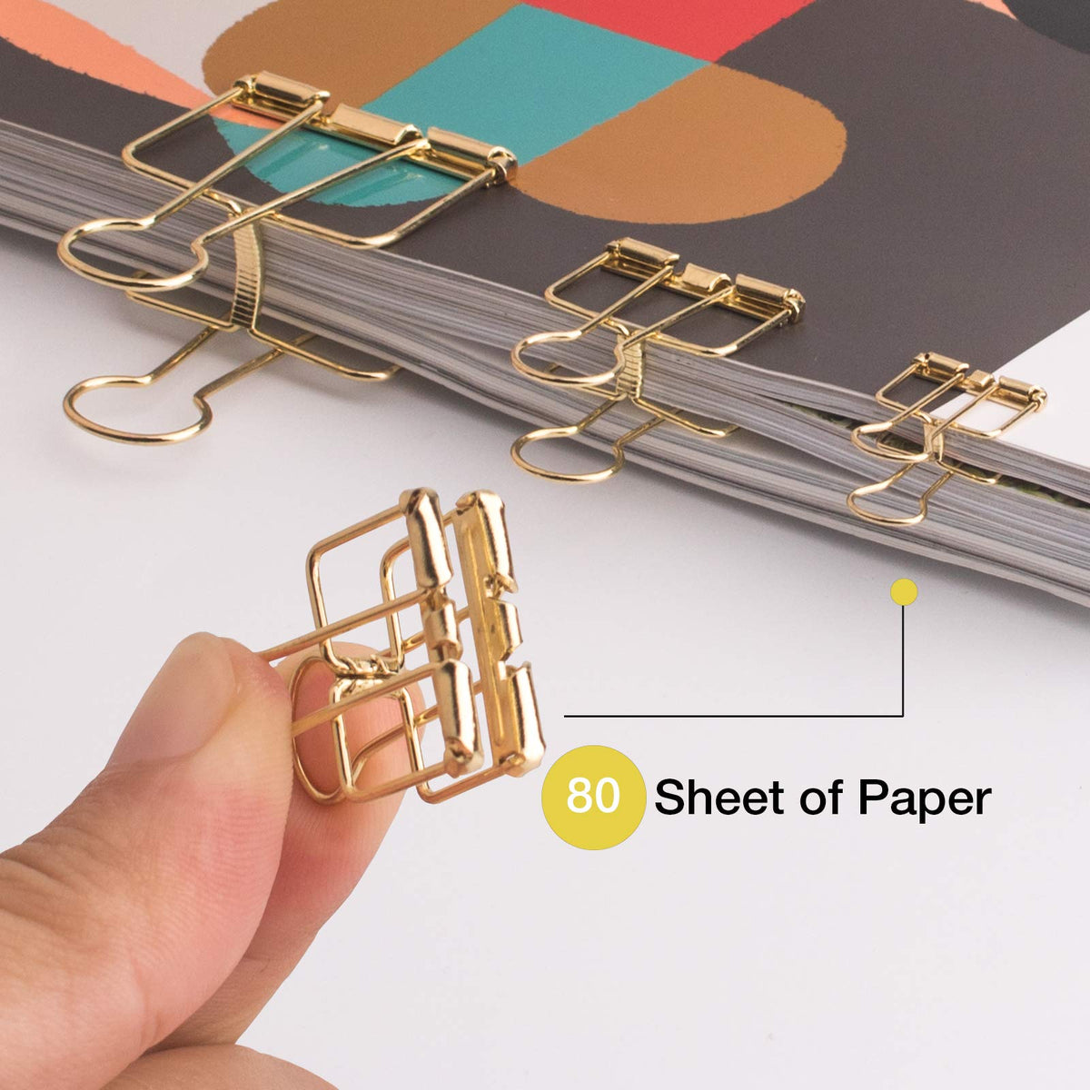 18 Pcs Gold Wire Binder Clips & 20 Pcs Cute Paper Clips Set