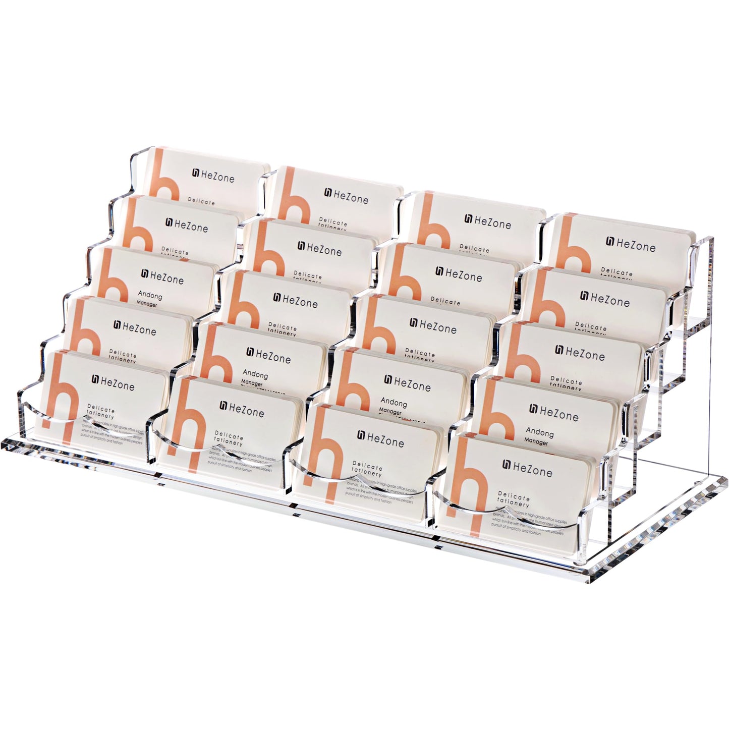 HeZone Business Card Holder for Desk Multiple Cards Display Stand Rack for Women and Men Clear