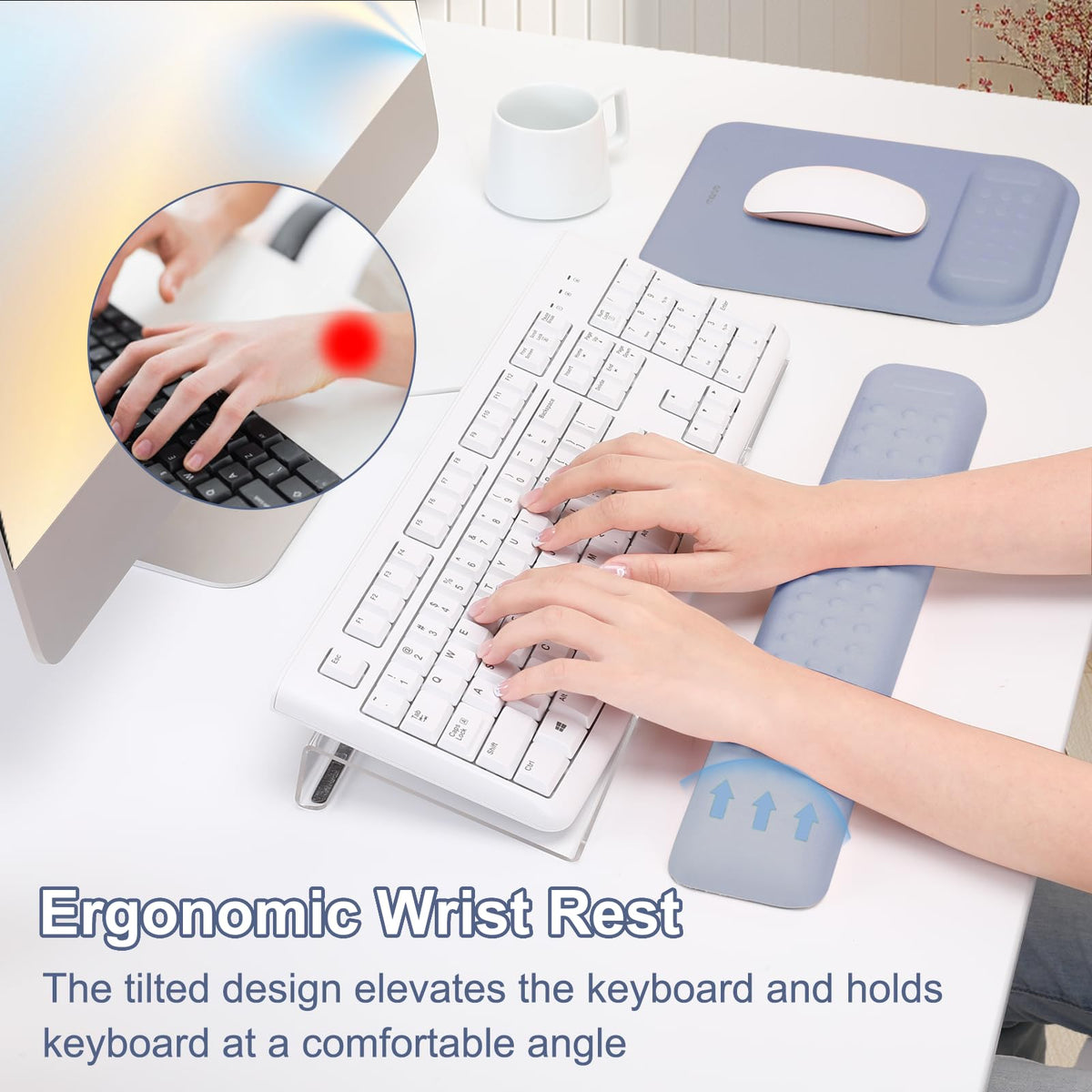 MOSISO Keyboard Stand&Wrist Rest Support for Keyboard &Mouse Pad Set