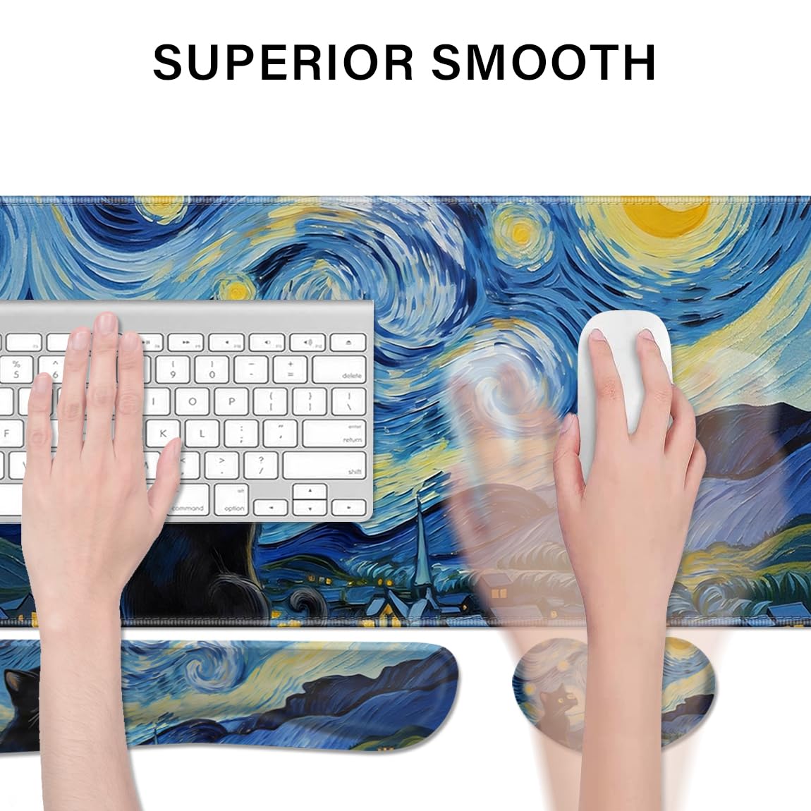 Desk Pad and Keyboard Wrist Rest, Large Mouse Pad + Keyboard Pad+Mouse Wrist Support, Non-Slip Desk