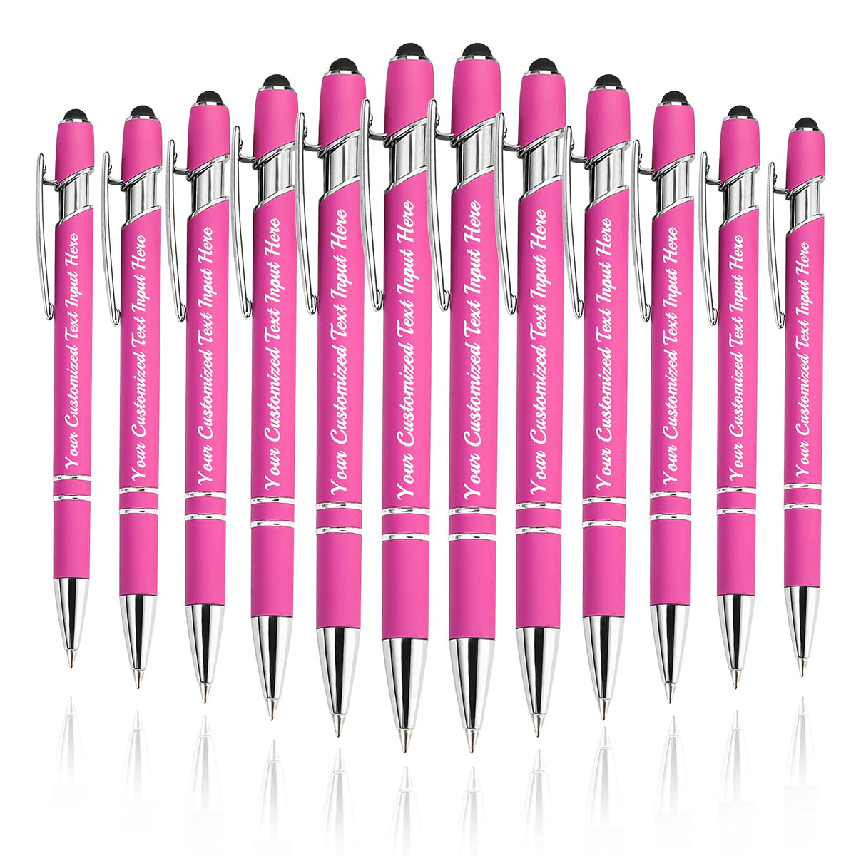 Betenshtresk Personalized Ballpoint Pen 12pcs, Custom Pens Free Engraved Bulk with Name Logo, Soft