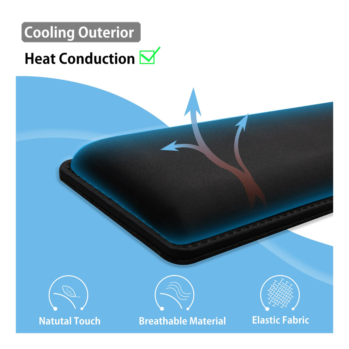 Faluber Cooling Gel Wrist Rest, 17.3-inch Length for Full-Sized Keyboard, Memory Foam Palm Rest