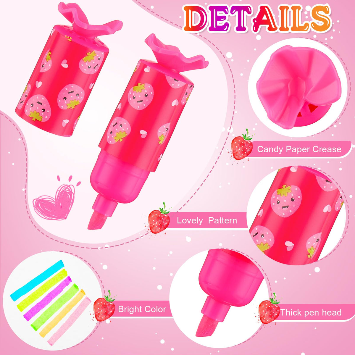 Geyee 144 Pcs Mini Cute Highlighter Pastel Candy Highlighter Bulk for Kid