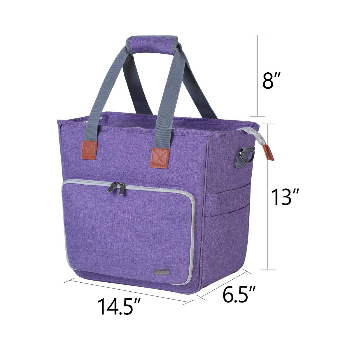 LUXJA Large Knitting Bag with Shoulder Straps, Purple