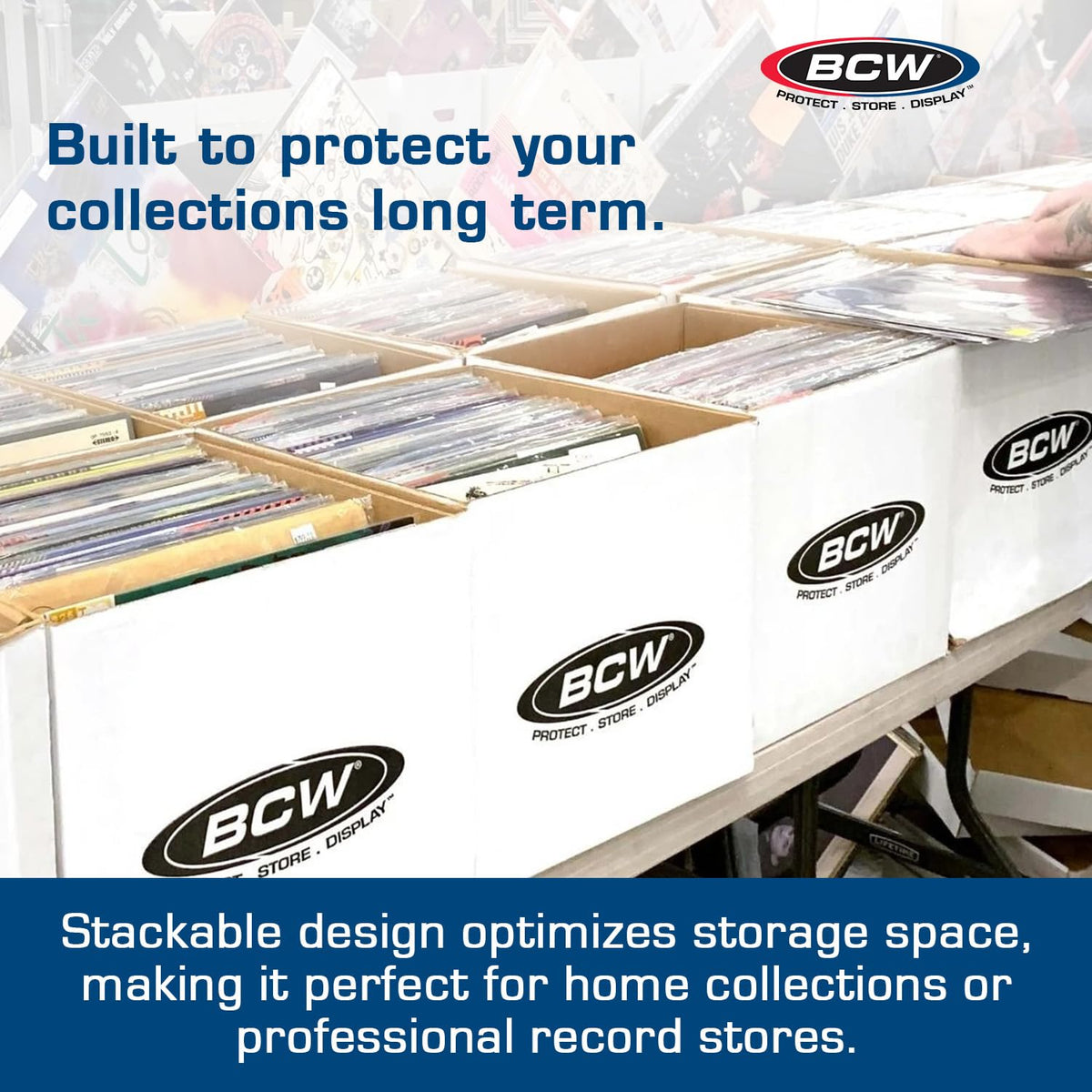 BCW 33 RPM Vinyl Record Storage Boxes, Holds 65 12-Inch LPs Each, 5 Pack