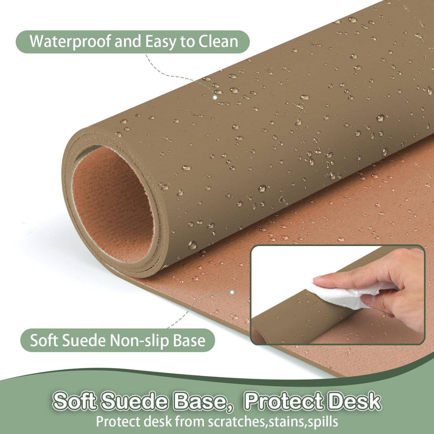 Boutilon Leather Desk Pad Protector,Non-Slip Mouse Pad,Laptop Desk Pad,Office Mouse Mat,Waterproof