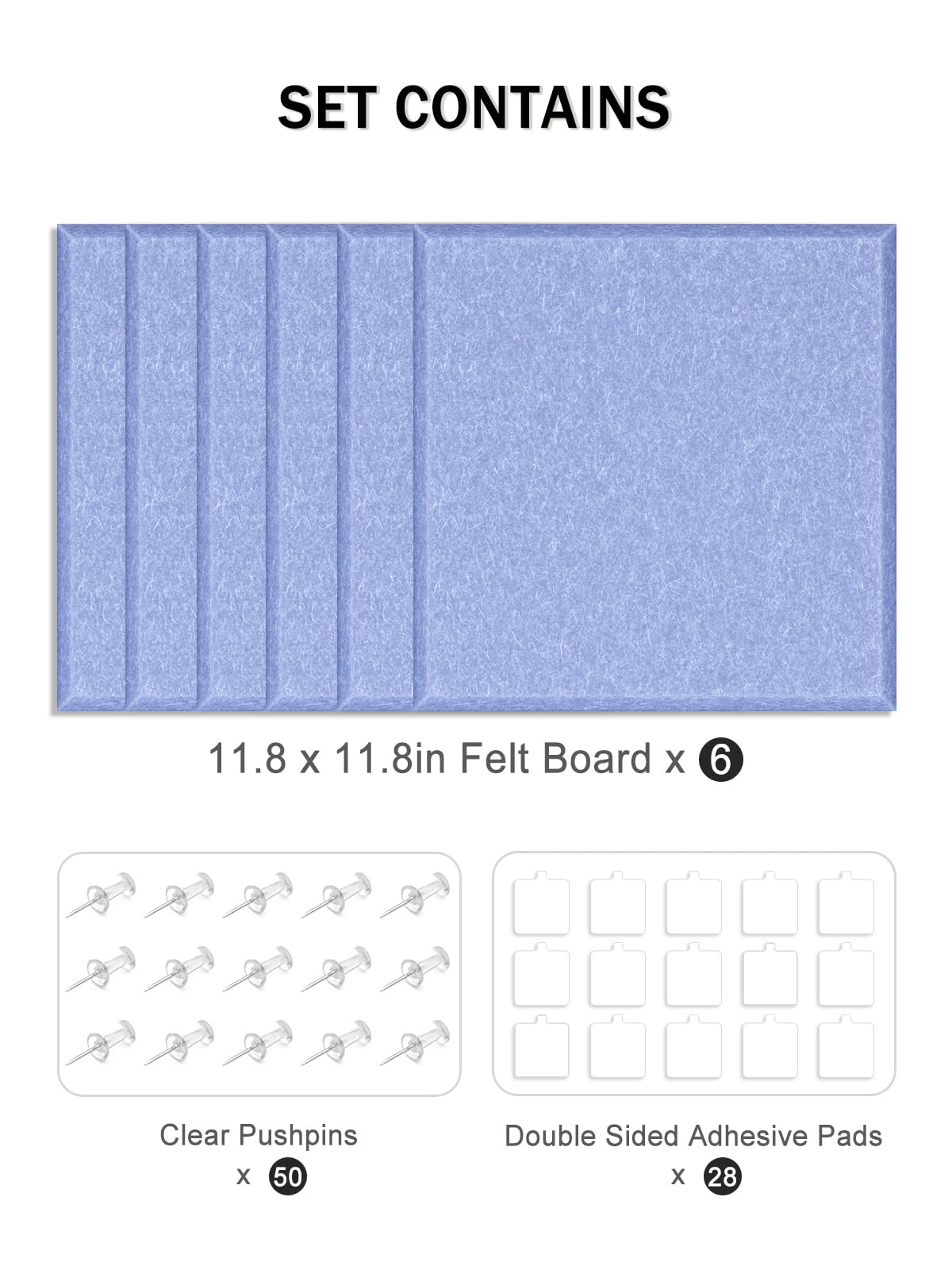 Hsurbtra Large Cork Board for Wall 36 x 24 Inch, 6 Pack Felt Bulletin Notice Board with Pushpins