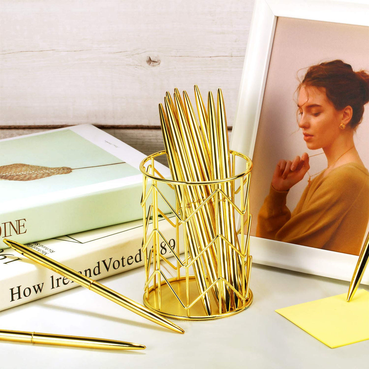Outus 30 Pcs Gold Ballpoint Pens Slim Metallic Retractable Pens Set