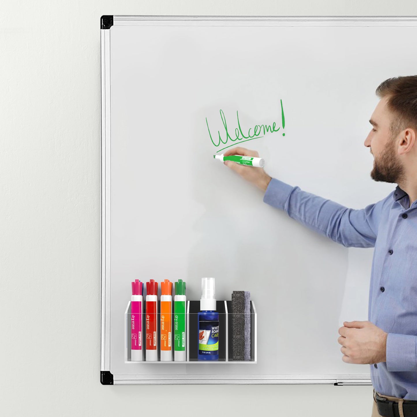 HBlife Magnetic Dry Erase Marker Holder for Whiteboard, Wall Mount, Clear