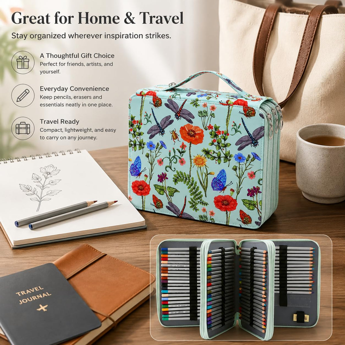 Lbxgap 120 Slots Colored Pencil Case Organizer, 3 Layer Bag
