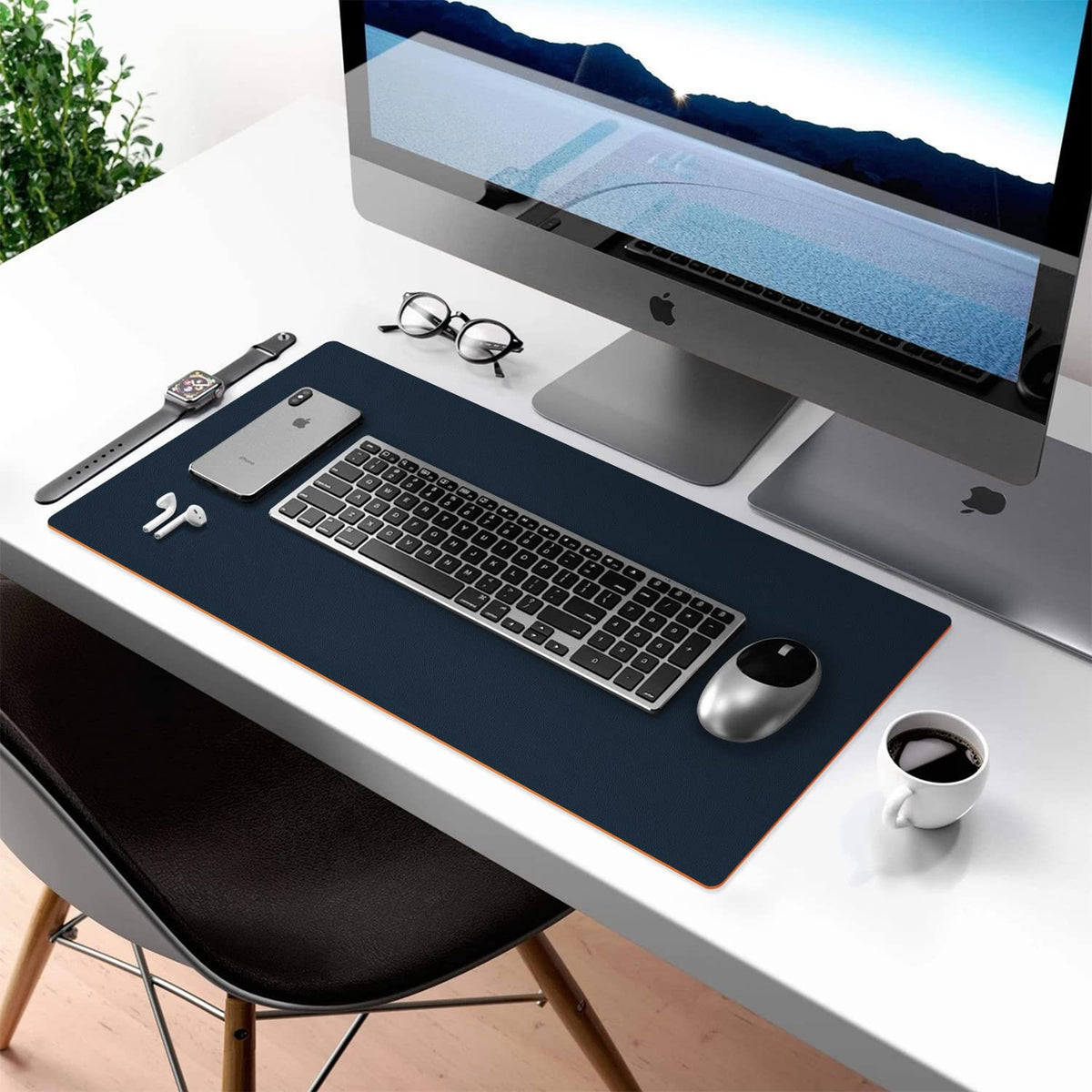 Aothia Double-Sided PU Leather Desk Pad - Non-Slip Large Mouse Pad & Desk Mat for Office, Home