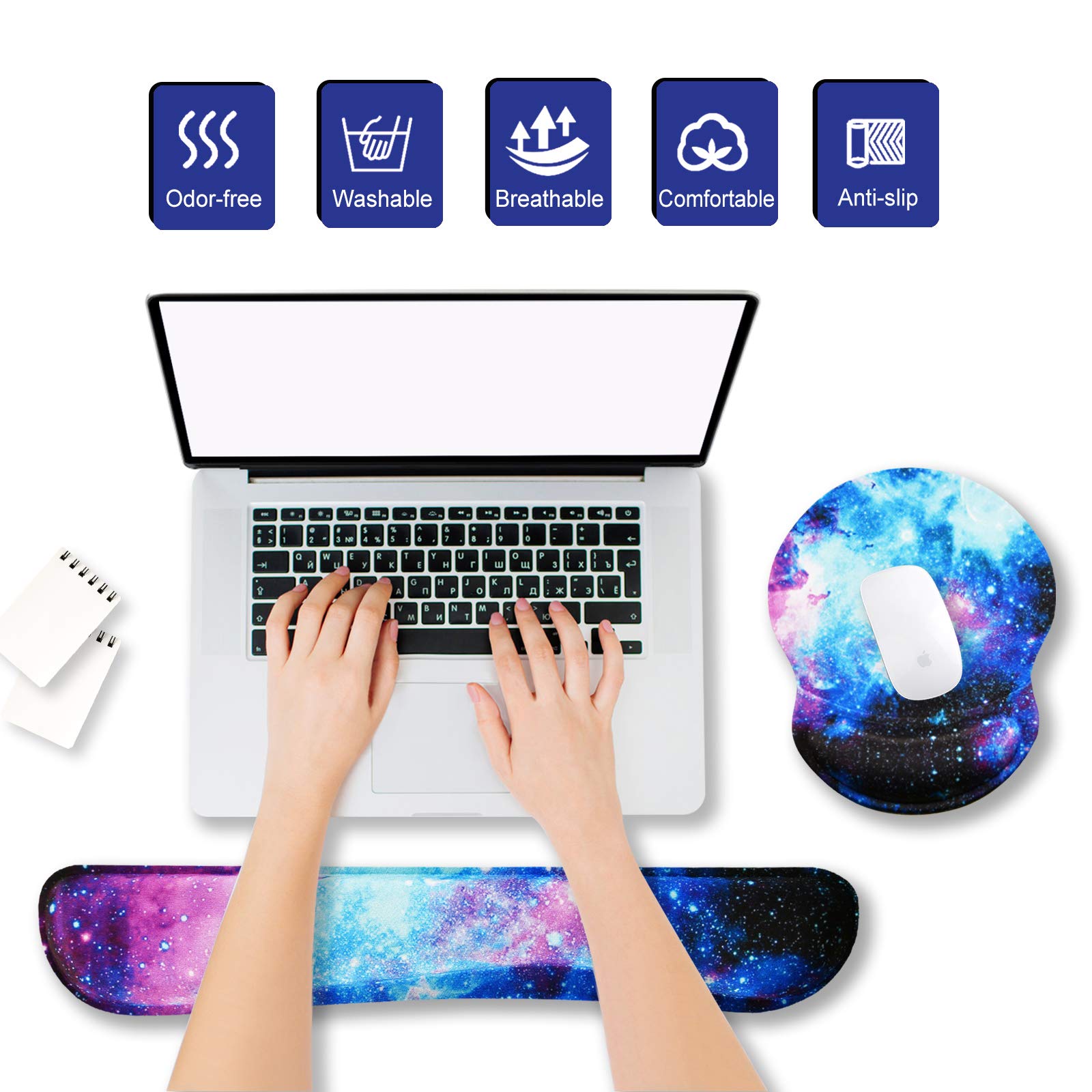 ArtSo Upgraded Wrist Rest Support for Mouse Pad & Keyboard, Ergonomic Gel Mousepad Non-Slip Rubber