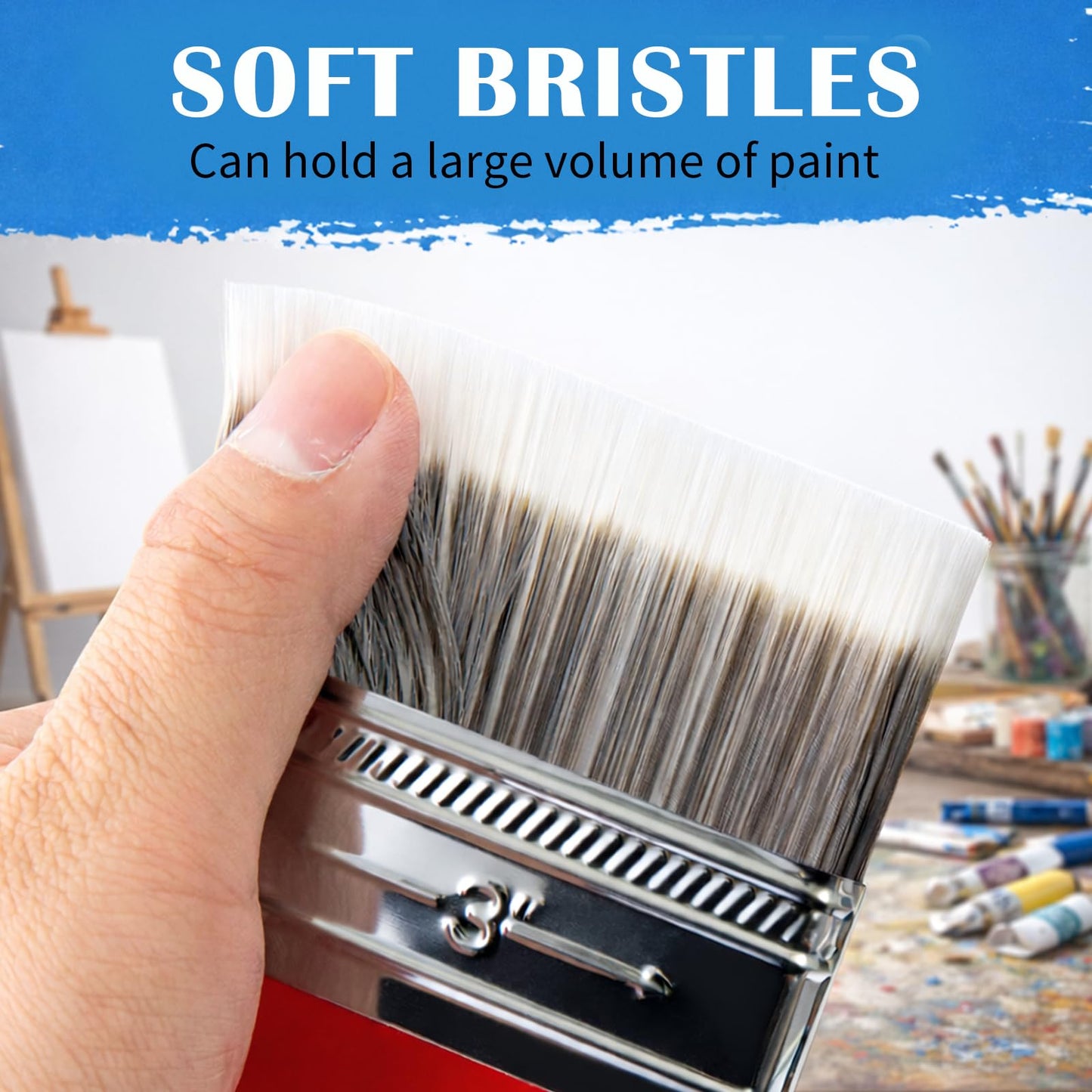 Falling in Art 3 PCS Flat Paddle Paint Brush Set (1'',2'',3'')