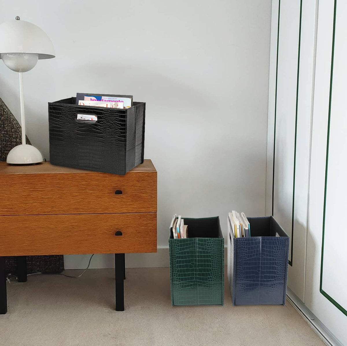 HofferRuffer Magazine Basket Holder, Foldable Magazine Rack, Document File Holder Organizer, File