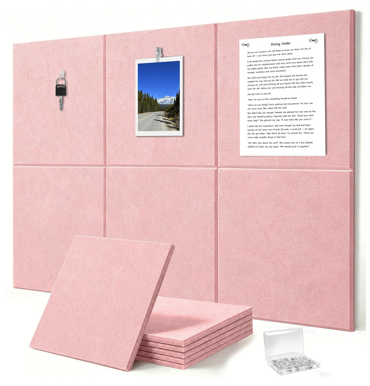 G Gamit 0.47" Thick Felt Wall Tiles 36"x24" Cork Board Alternative 6 Pack 11.81"x11.81"Felt