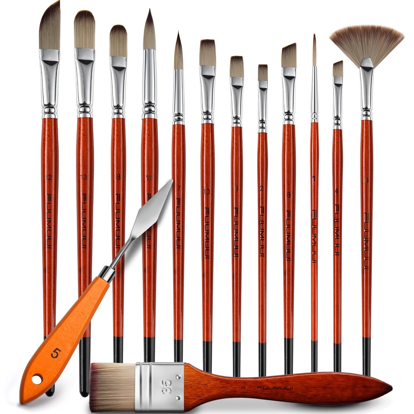 14pcs Acrylic Paint Brushes, Professional Synthetic Bristles Paint Brush Set with Extra Palette