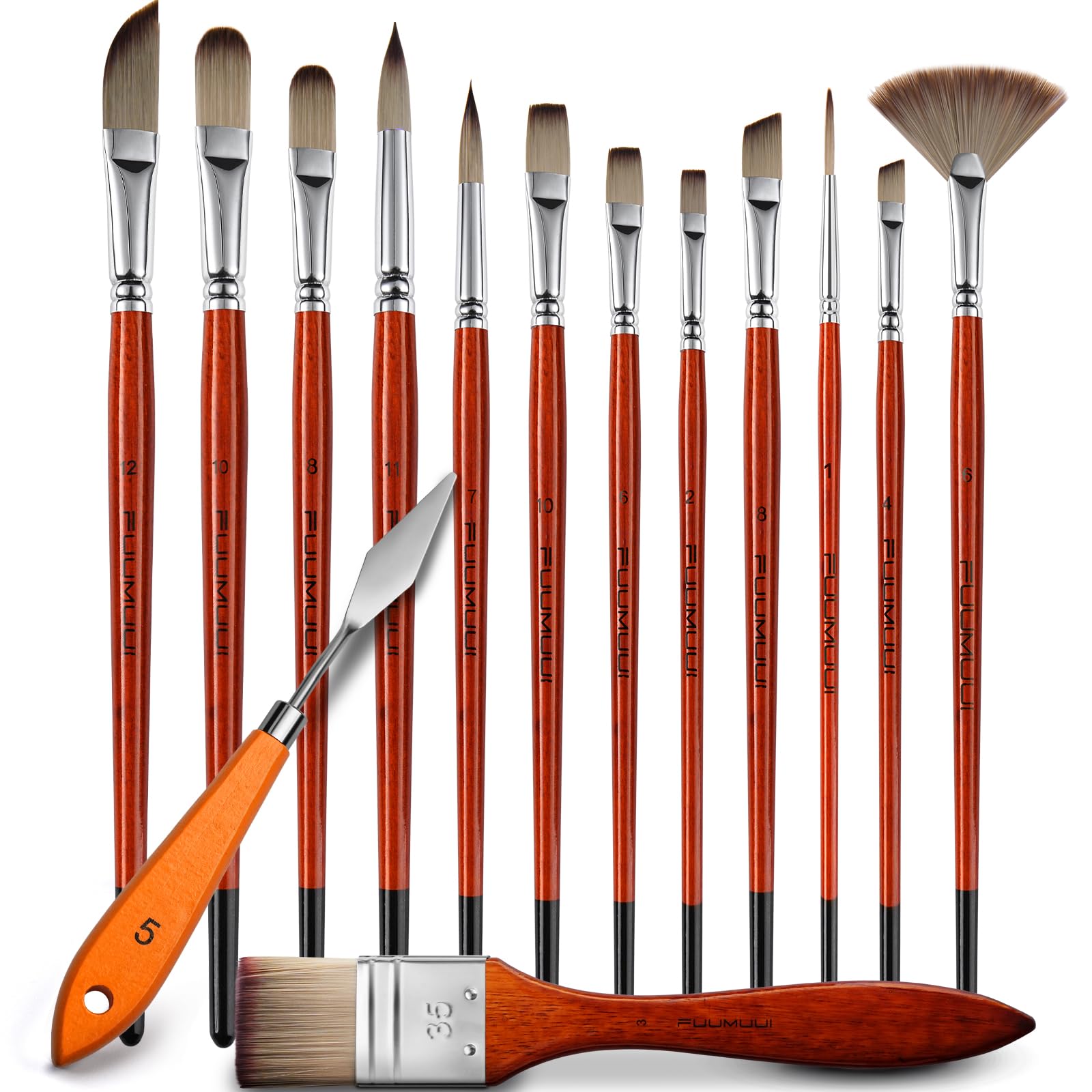 14pcs Acrylic Paint Brushes, Professional Synthetic Bristles Paint Brush Set with Extra Palette