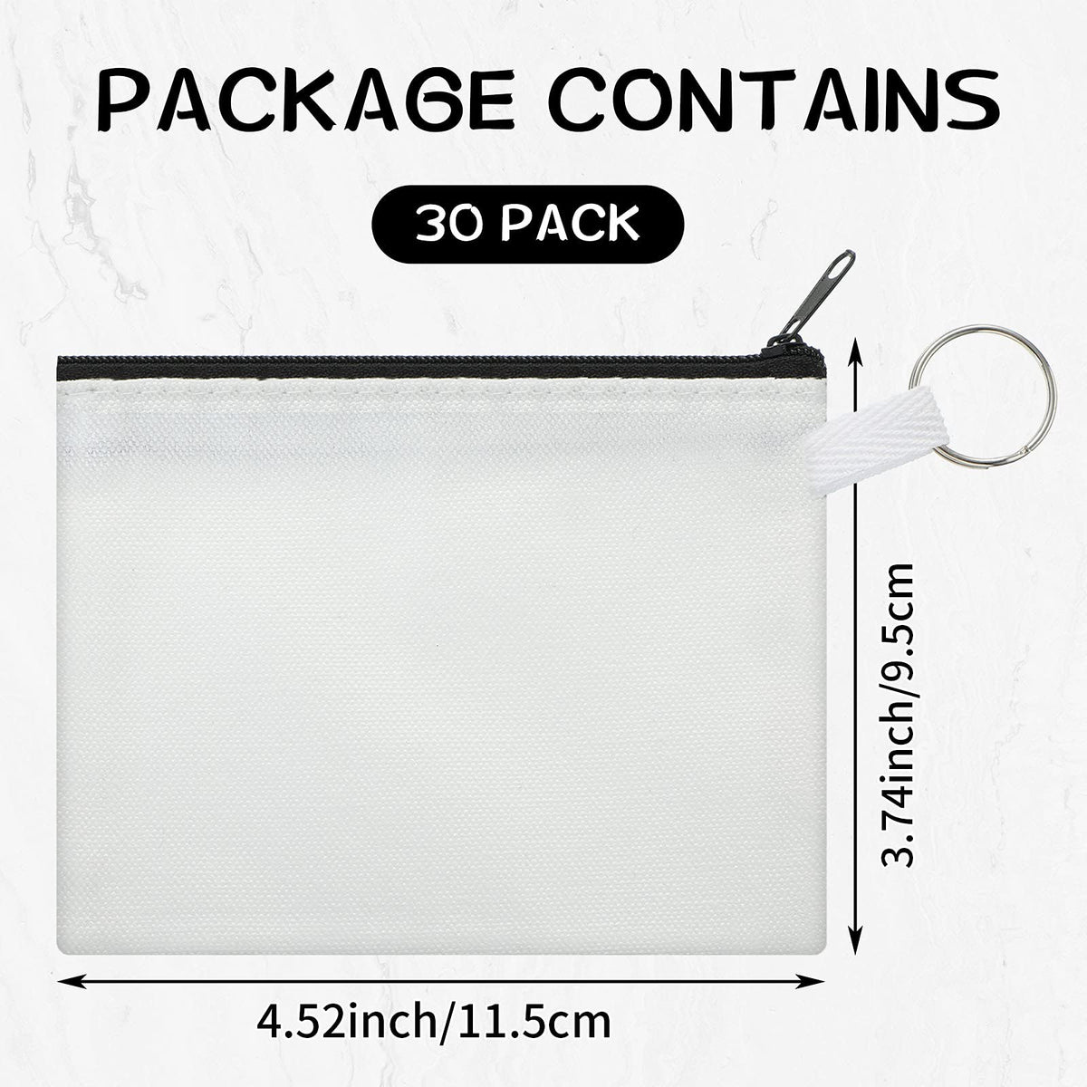 Frienda Sublimation Blank Coin Purse Small Canvas Makeup Bags, Black