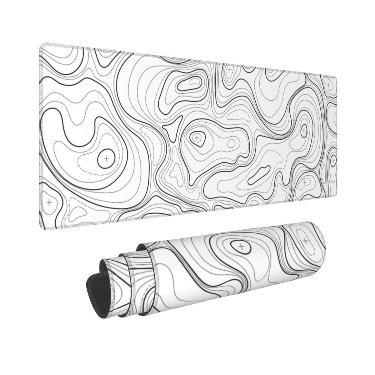 BEYIMEN Gaming Mouse Pad, White Topographic Pattern, 31.5 X 11.8 Inch