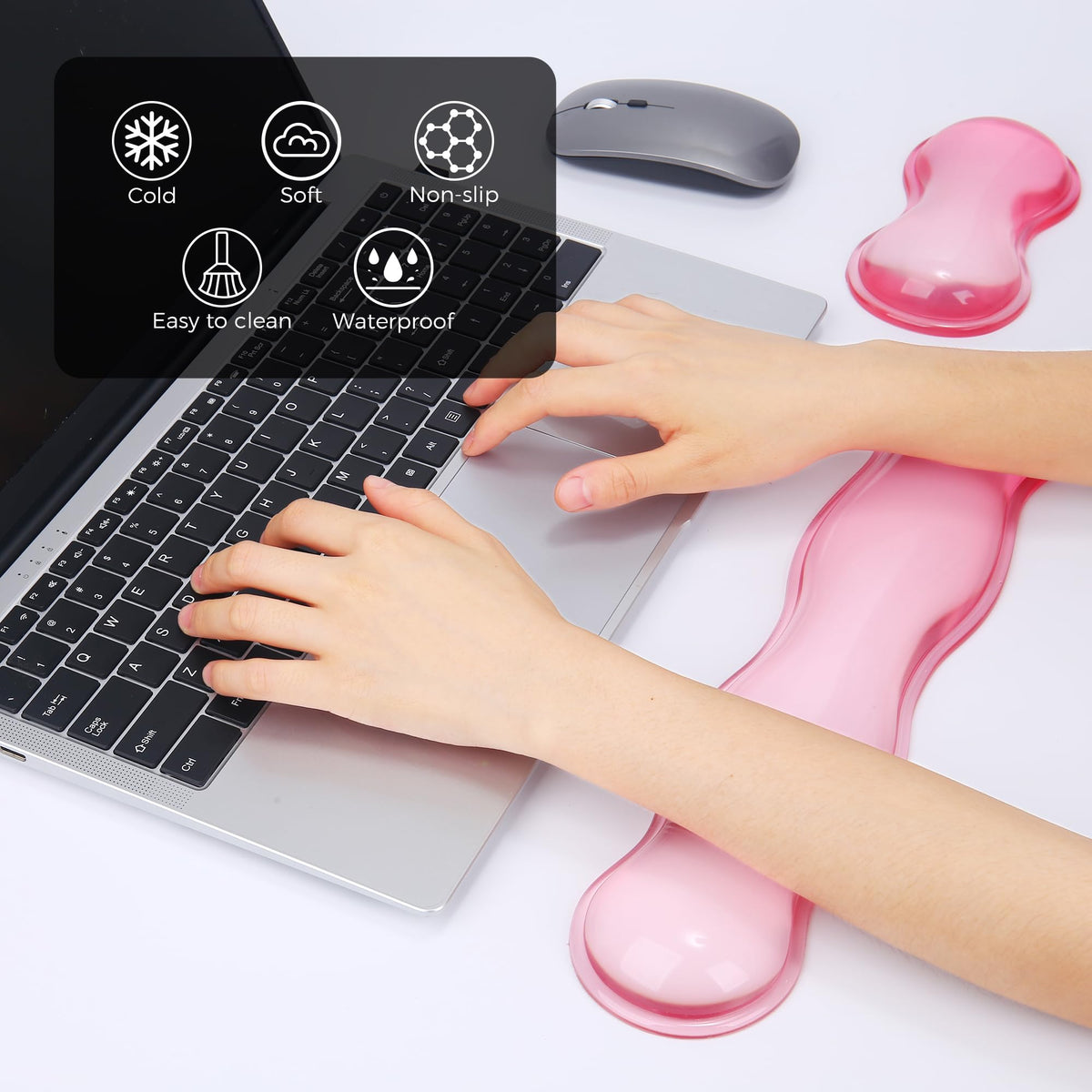 ABRONDA Gel Wrist Rest for Keyboard and Mouse, Wrist Rest for Keyboard, Mouse Wrist Support, Pain