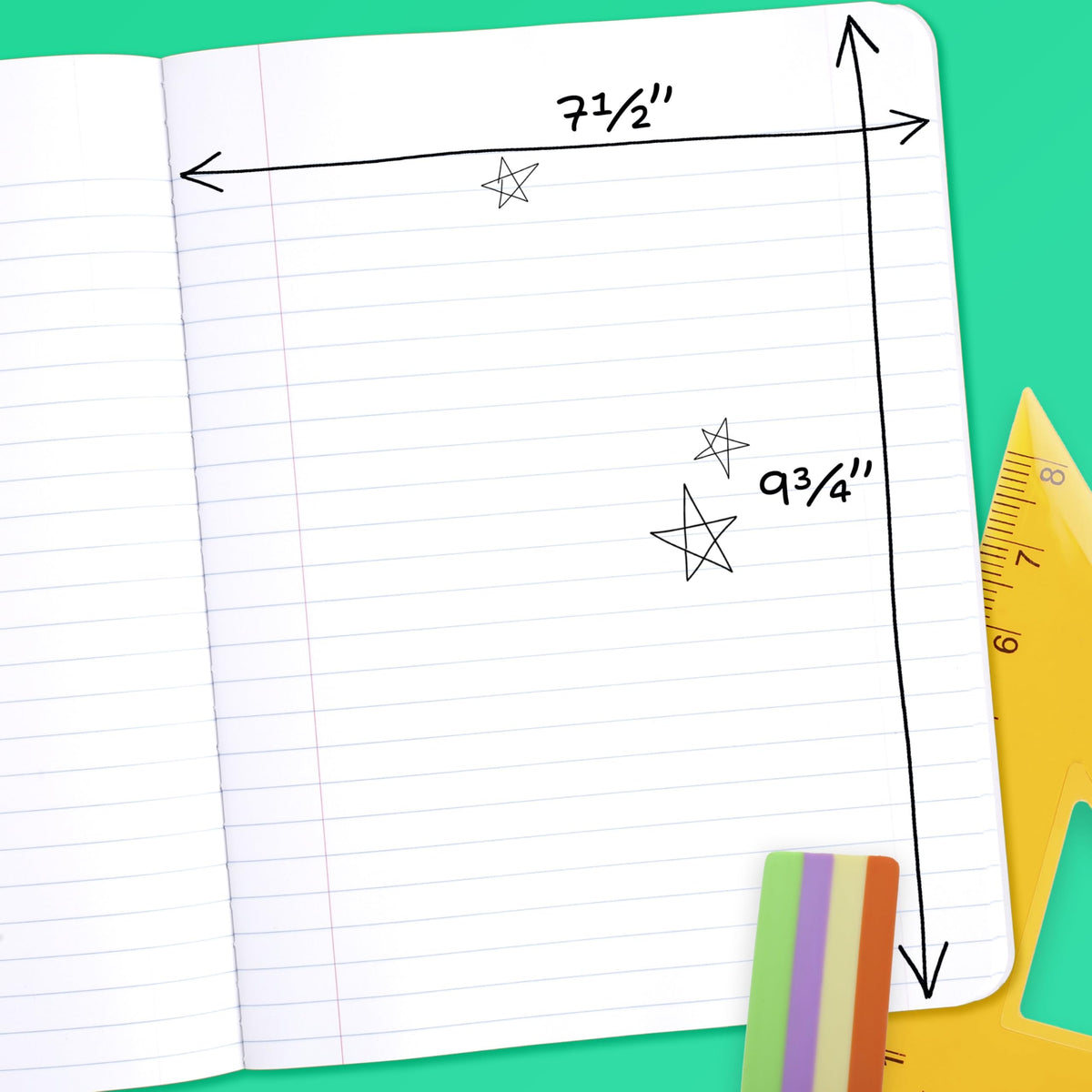 Mead Composition Notebook, Wide Ruled 7.5" x 9.75" Paper, 100 Sheets, Assorted Pastel Colors, 6
