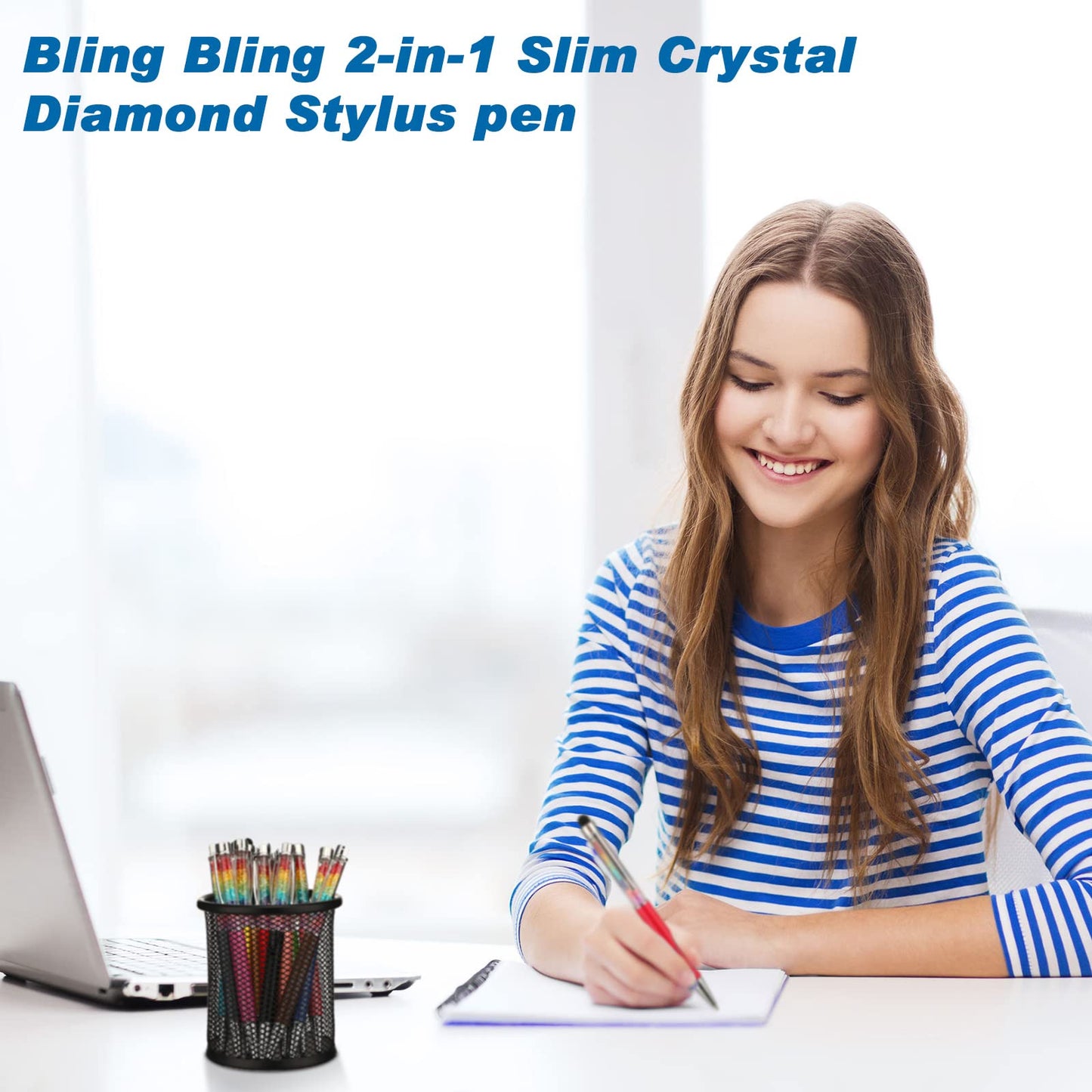 HESTYA 26 Pcs Crystal Stylus Ballpoint Pens 2-in-1 for Women, Cute Colors
