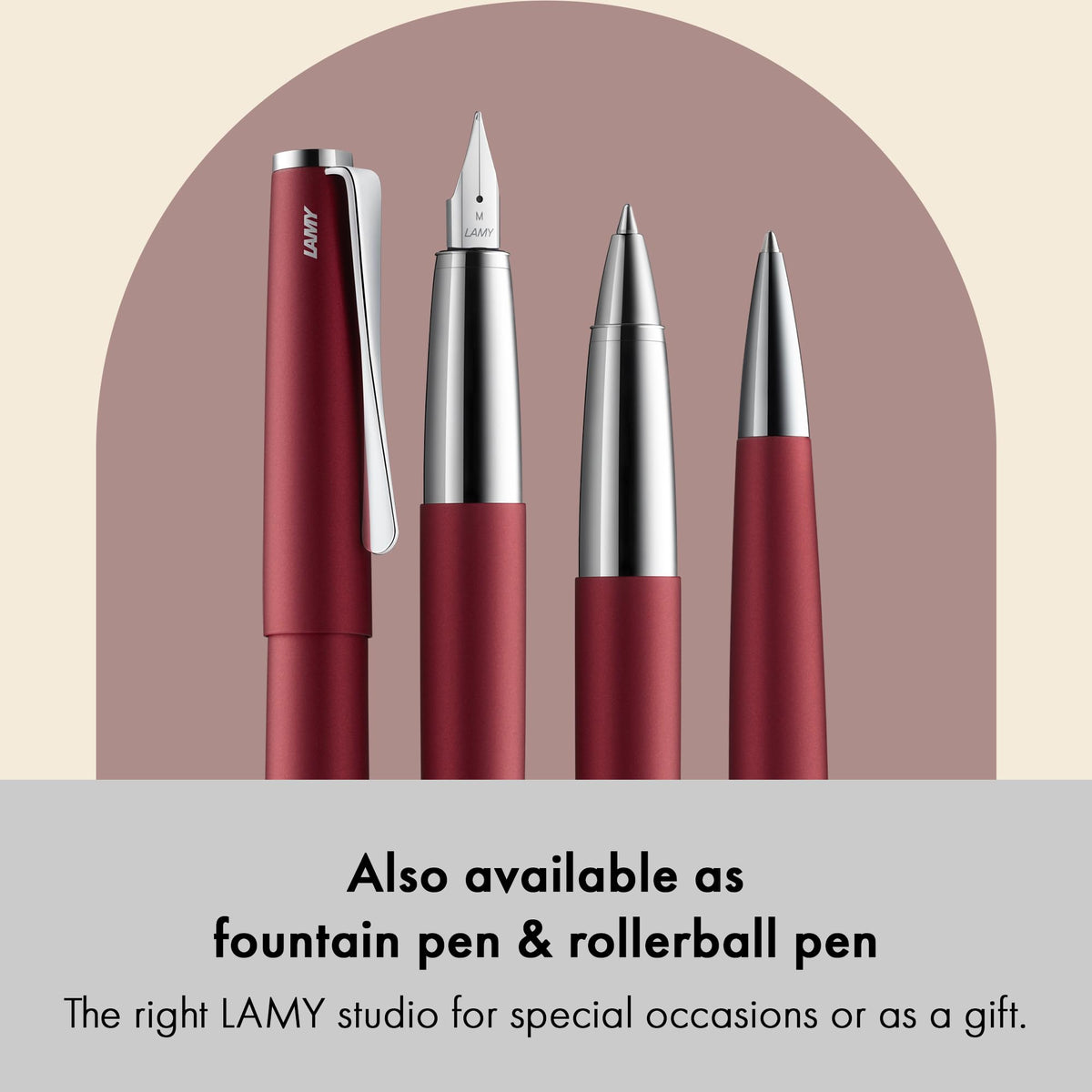 Lamy studio royalred - ballpoint pen in elegant stainless steel casing - with propeller-shaped clip