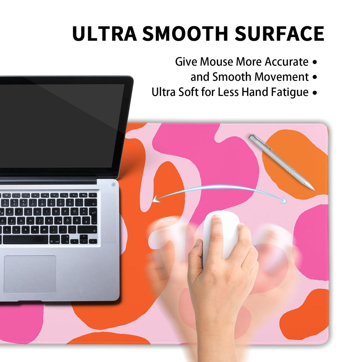 Pink Orange Cute Gaming Mouse Pad Extended 3XL Kawani Preppy Abstract Modern Geographic Large Desk