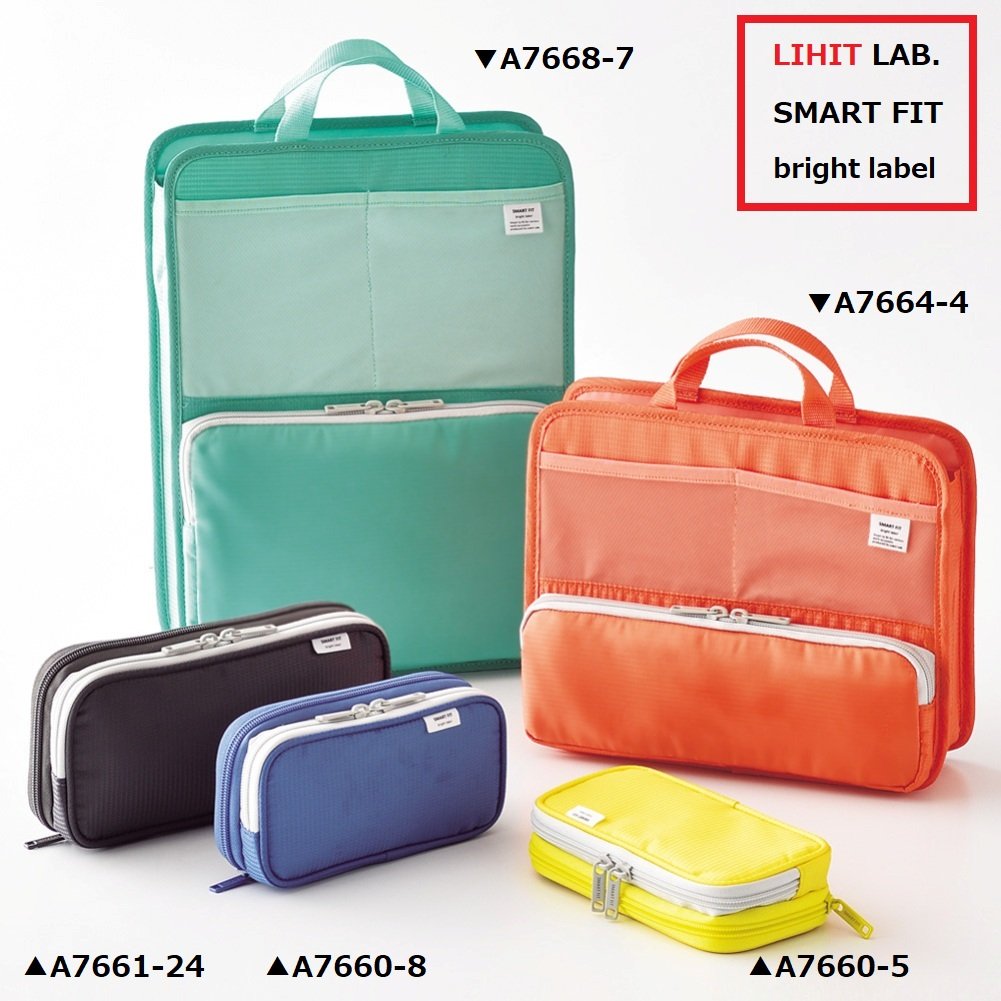 LIHIT LAB Double Pen Case, Large, 4.1 x 8.7, Black (A7661-24) (A-7661-24)