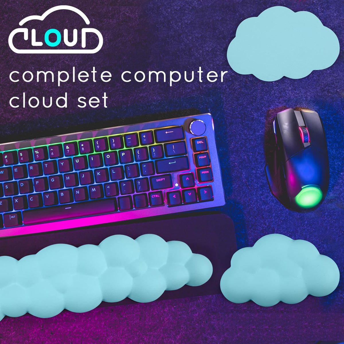 Cloud Wrist Rest for Computer Keyboard and Mouse - Ergonomic Memory Foam With Non-Slip Base