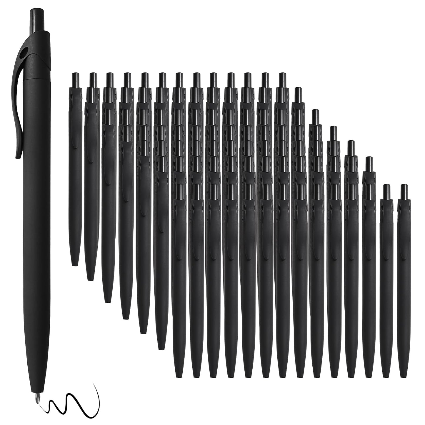 Wiaziert BallPoint Pens, 100 Pack (BLACK Ink),Bulk Pens, Black Barrel,Click Pens for Office Home