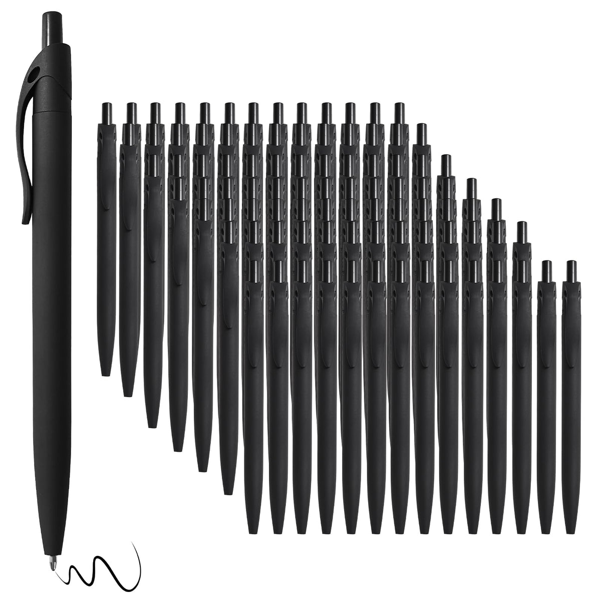 Wiaziert BallPoint Pens, 100 Pack (BLACK Ink),Bulk Pens, Black Barrel,Click Pens for Office Home