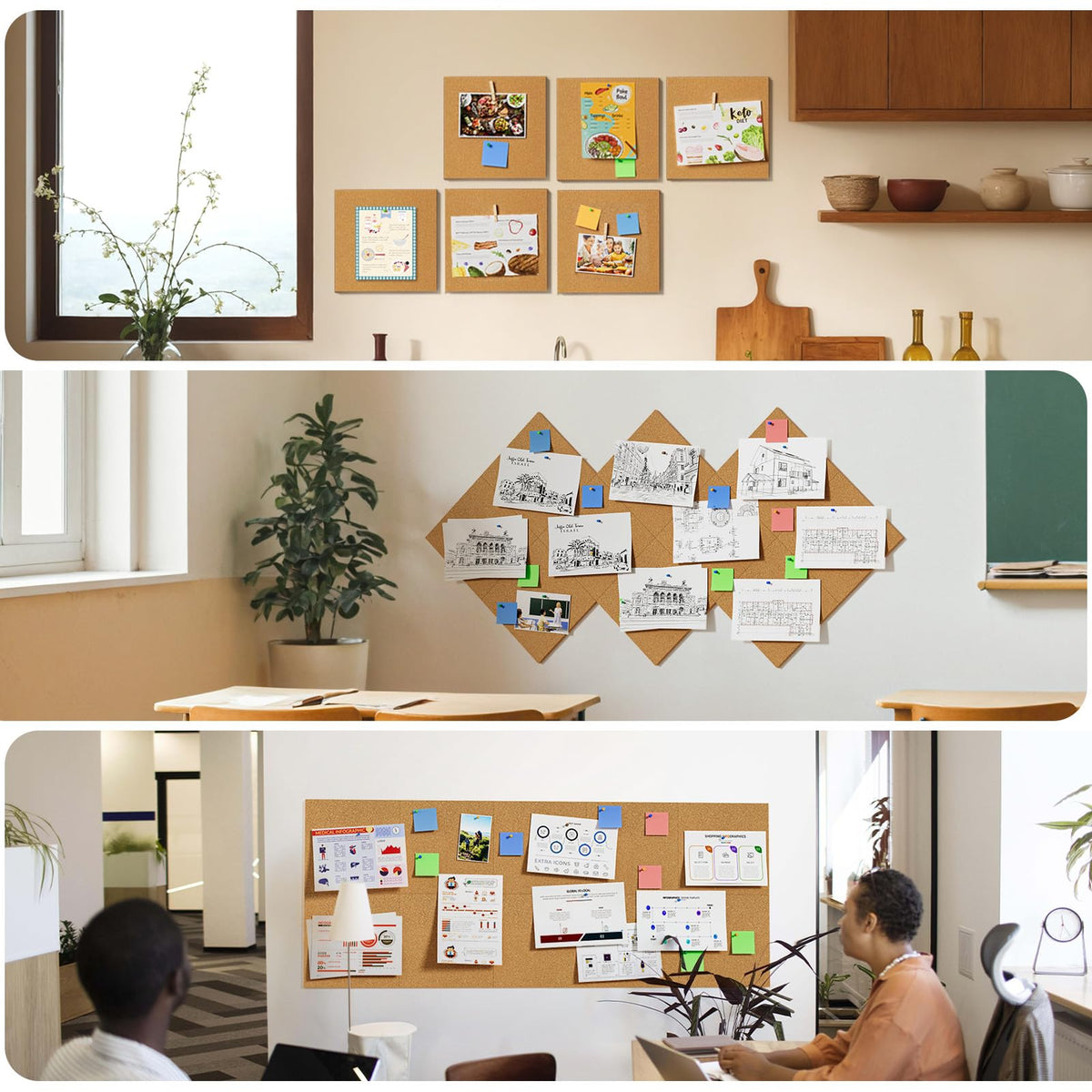 MaxGear 48" x 24" Large Cork Board for Wall, 8 Pack 12" x 12" Tiles