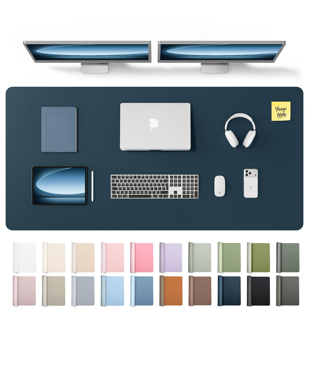 YSAGi Leather Desk Pad Protector, Office Desk Mat, Large Mouse Pad, Non-Slip PU Leather Desk